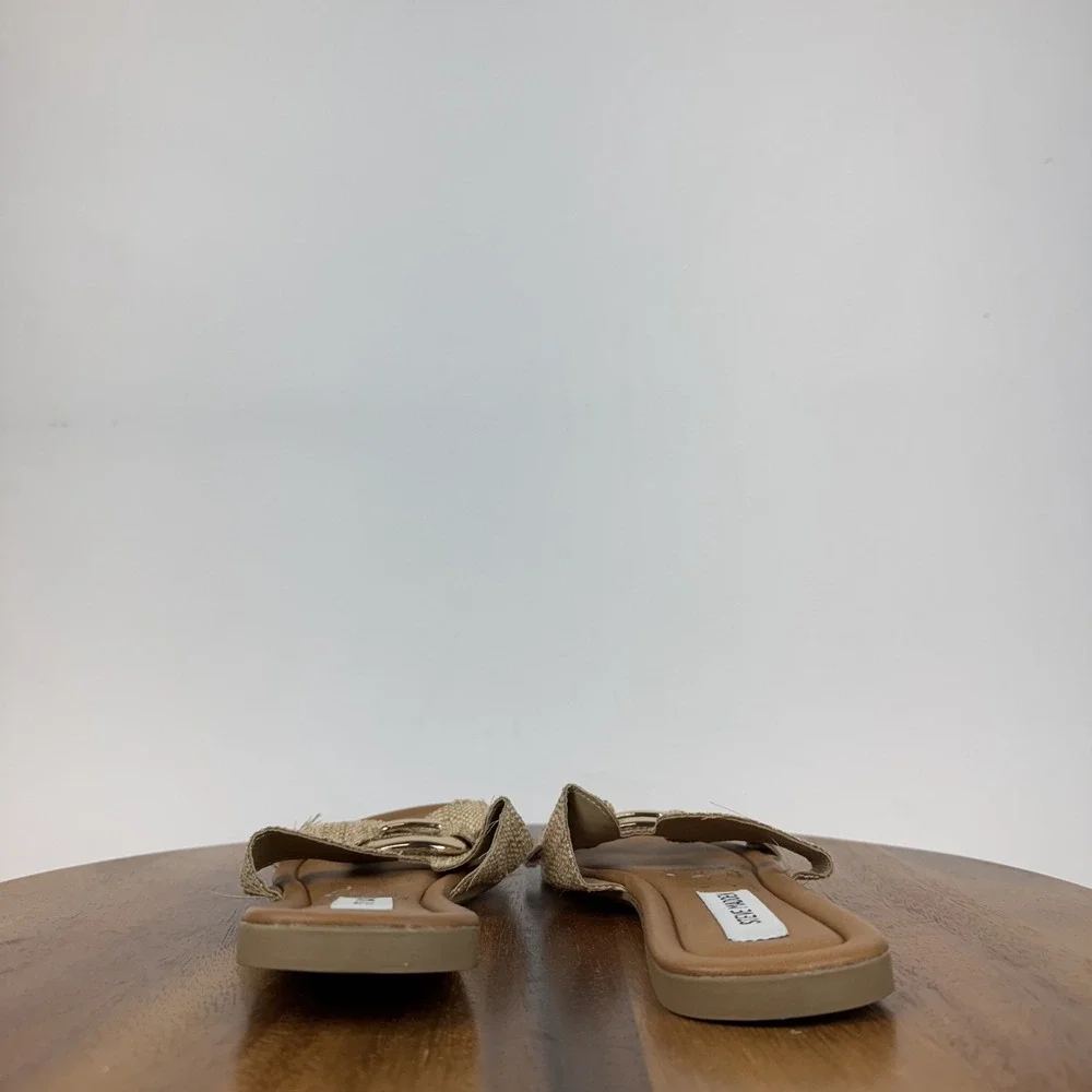 Womens Steve Madden Composure Beige Raffia Slip On Casual Slide Sandals Size 9 M